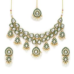 Peora Ruby & Cubic Zirconia Studded Layered Choker Set-picture-3