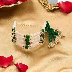Zaveri Pearls Gold-Plated Artificial Beaded Cuff Bracelet-picture-22