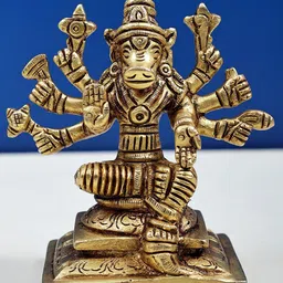 Exotic India Gold Toned Eight Armed Goddess Varahi Brass Statue-image-68