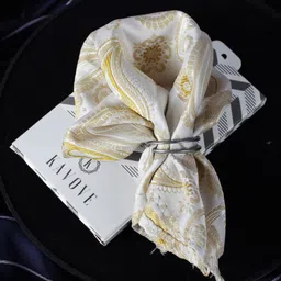 kavove KOVOVE Men White & Yellow Self-Designed Pocket Square-picture-33