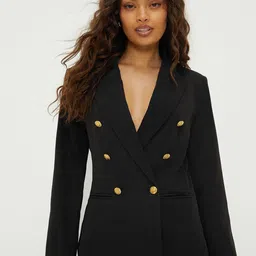 DOROTHY PERKINS Petite Solid Double-Breasted Military Blazer-picture-22