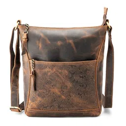 Goatter Floral Textured Leather Structured Sling Bag-picture-11