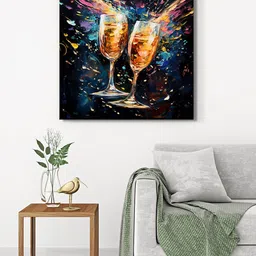 999Store Black & Gold-Toned Canvas Abstract Wall Paintings-picture-31