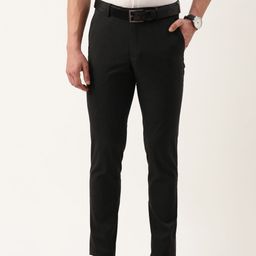 Peter England Men Solid Slim Fit Mid Rise Formal Trousers-picture-13