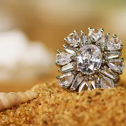 SHARLEEZ Gold-Plated American Diamond Studded Finger Ring-picture-28