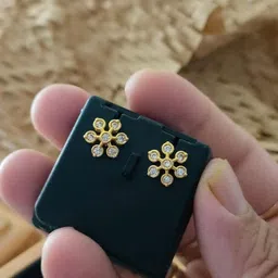 niva fashion Gold-Plated Stones Studded Floral Studs-image-3