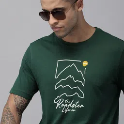 Roadster Men Green & White Typography Printed Pure Cotton T-shirt-picture-17
