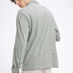 glitchez Self Horizontal Stripes Oversized Fit Shirt image 3