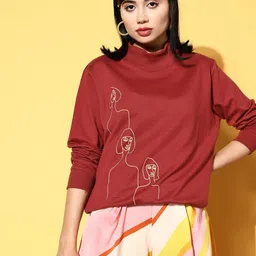SASSAFRAS Women Stylish Rust Graphic Kidult Kitsch Sweatshirt image 2