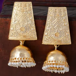 Sukkhi Gold-Plated Filigree Dome Shaped Jhumkas-picture-18