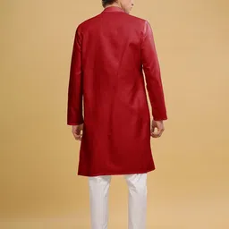 Anouk Red Band Collar Cotton A-Line Kurta image 5