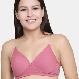 Floret Grey Melange & Pink Solid Non-Wired Lightly Padded T-shirt Bra F20560 image 5