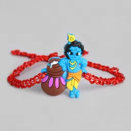I Jewels Set of 2 Blue Krishna Cartoon Character Applique Thread Rakhi image 3