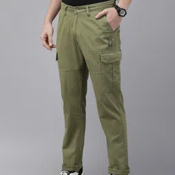 SPYKAR Men Regular Fit Pure Cotton Cargos Style Chinos image 3