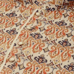 Manyavar Men Orange & Charcoal Grey Ethnic Motifs Printed Short Kurta image 4