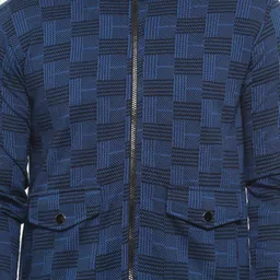 Campus Sutra Men Blue Checked Windcheater Tailored Jacket image 2