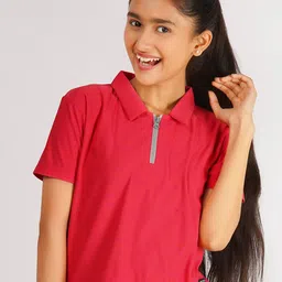 HYVE Girls Typography Printed Polo Collar T-shirt-picture-57