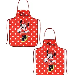 Kuber Industries Unisex Set Of 2 White & Red Disney Minnie Print Silk Waterproof Kitchen Aprons image 2