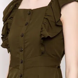 Slenor Women Olive Green Solid Basic Jumpsuit image 2