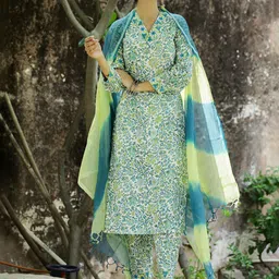 gosriki KALINI Floral Printed Regular Kurta With Trousers & Dupatta-picture-29