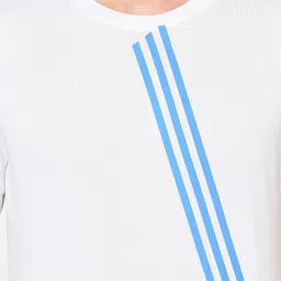 ARMISTO Men White & Blue Striped Round Neck Dri-FIT T-shirt image 4