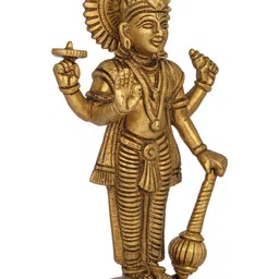 Exotic India Four Armed Standing Vishnu Brass Statue image 5