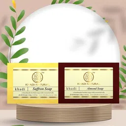 Khadi Natural Set of Saffron & Almond Handmade Herbal Soaps image 4
