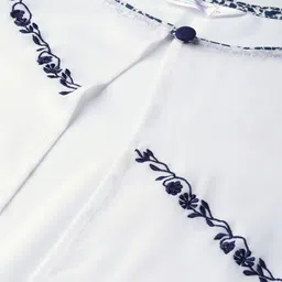 Pannkh Women White & Navy Blue Printed Basic Jumpsuit With Shrug image 5
