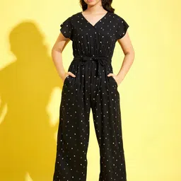 StyleStone Girls Printed V-Neck Cotton Basic Jumpsuit-image-84