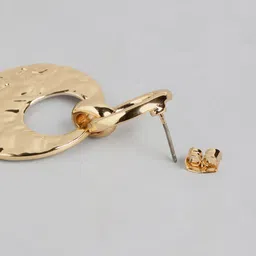 Forever New Gold Plated Textured Circular Drop Earrings image 3