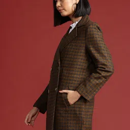 all about you Checked Double-Breasted Longline Coat image 3