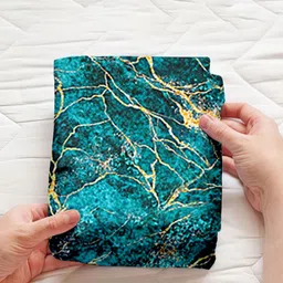 Cortina Teal & Yellow Abstract Printed Chair Cover image 4