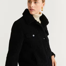 MANGO Women Black Solid Tailored Jacket image 4