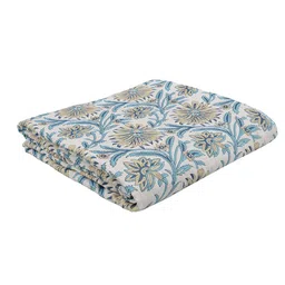 Trance home Linen Flora Blue 210 GSM Pure Cotton Reversible Single Bed Size Dohar image 2