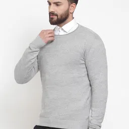 ARMISTO Men Grey Melange Self Design Lightweight Pullover Sweater image 2
