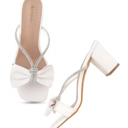 Mast & Harbour Women Embellished Block Sandals with Buckles image 5