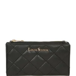 LOUIS STITCH Women Black Snap Button Closure Clutch Purse image 5