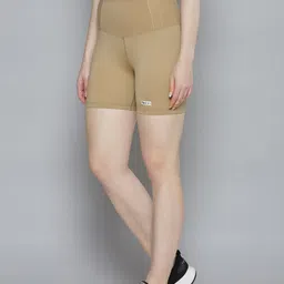 Fitkin Women Beige Solid Slim Fit High-Rise Sports Shorts-picture-15
