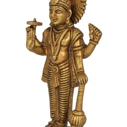 Exotic India Four Armed Standing Vishnu Brass Statue image 2