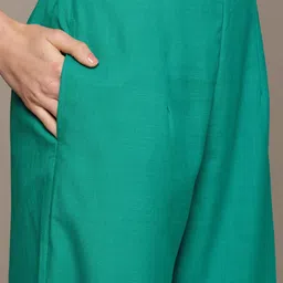 Anouk Women Green Ethnic Motifs Printed Regular Kurta with Palazzos image 3