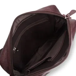 WildHorn Men Maroon Solid Genuine Leather Messenger Bag image 3
