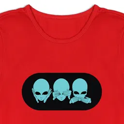 RCPL Bad Monkey Kids Red Alien Printed Slim Fit T-shirt image 2