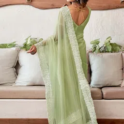 Satrani Embroidered Organza Saree image 4