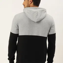 Campus Sutra Men Black & Grey Colourblocked Hooded Sweatshirt image 4