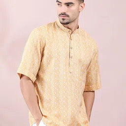 FILORI STUDIO Floral Printed Band Collar Short Kurta image 5