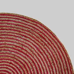 MRIC Red & Beige Circular Traditional Braided Jute Carpet image 2