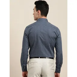 SOJANYA Men Blue Classic Regular Fit Printed Formal Shirt image 3