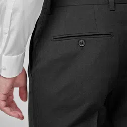 next Men Black Skinny Fit Solid Formal Trousers image 2