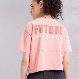 HRX by Hrithik Roshan Typography Printed Drop-Shoulder Sleeves Boxy Fit Crop T-shirt image 5