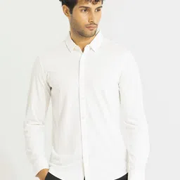Snitch White Classic Slim Fit Cotton Casual Shirt-picture-28